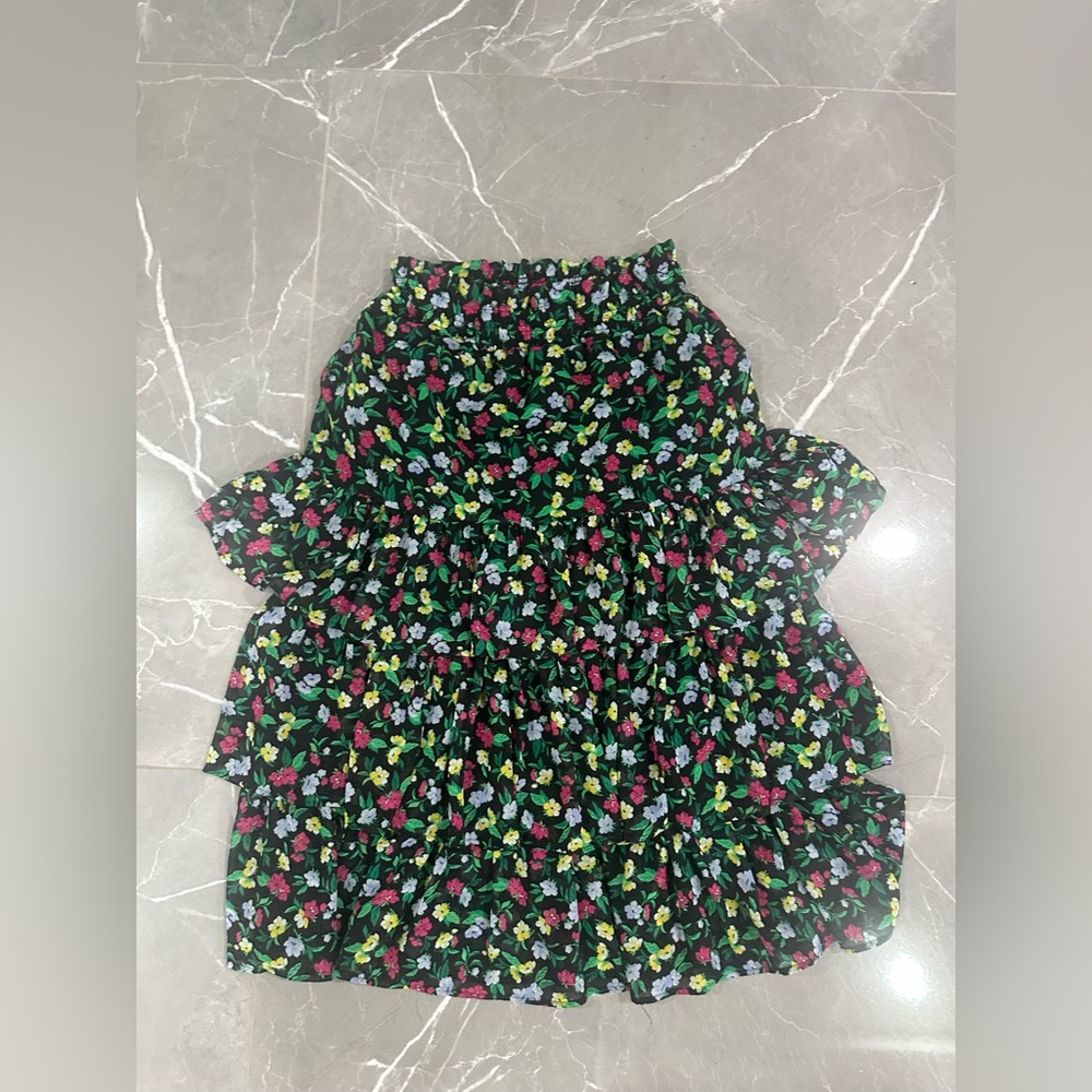 Ann Taylor Asymmetrical Skirt with Floral Design